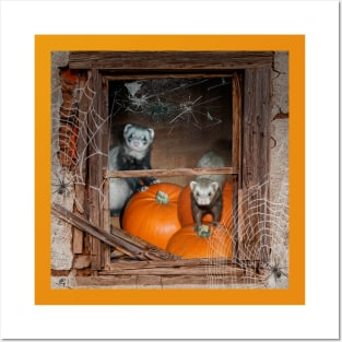 Ferrets Halloween Pumpkin Guard - Ferret art design Posters and Art